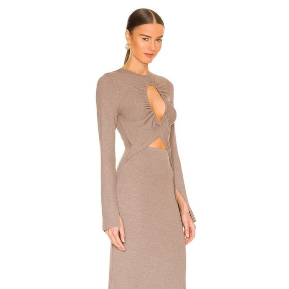REVOLVE LNA Tenley Cut Out Midi Dress Size S in Coco Bean NWT - Picture 4 of 11